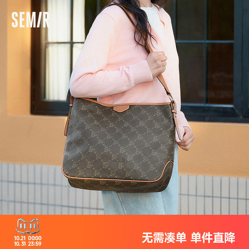 森马包包托特包女2025新款复古老花斜挎包流行单肩包大容量购物袋