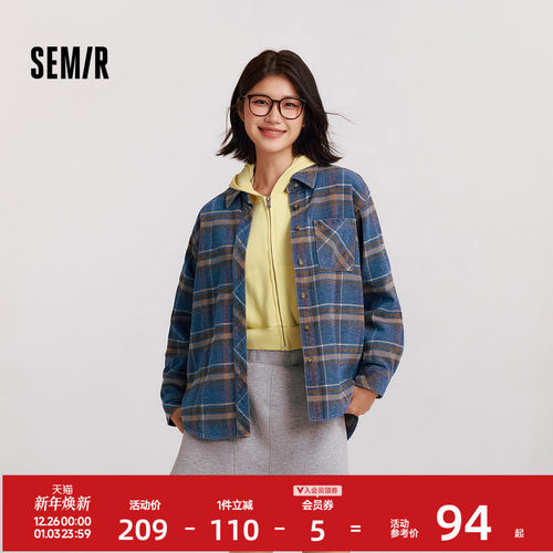 森马保暖宽松中长款牛仔衬衫女