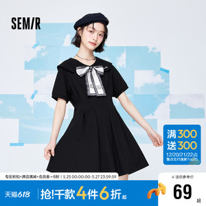 森马连衣裙女设计感蝴蝶结盐甜系2022夏新款女生绣花裙子时尚俏皮