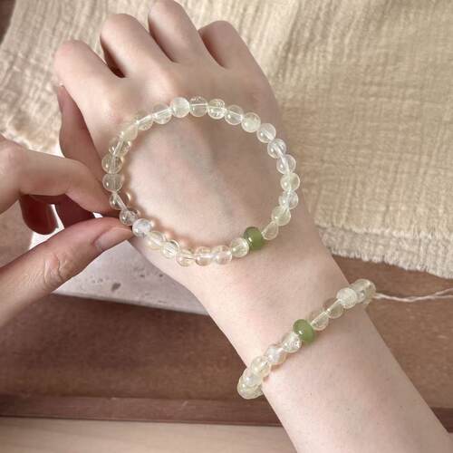 清新柠檬晶不掉色天然手串做旧手链小众便宜民族风可调节简约情侣