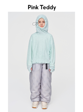 PinkTeddy童装儿童宽松长袖P绒T恤秋冬季女童内搭连帽打底衫