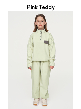 PinkTeddy童装女童卫衣秋冬季新款极简儿童加绒加厚套头打底衫