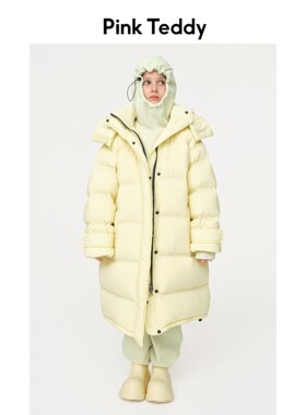 PinkTeddy童装女童羽绒服新款冬装儿童长款泡芙柔软舒适保暖外套