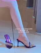 你需要一双紫色 拖鞋 小众鞋 温柔风高跟凉鞋 品首穿镭射7k 4.26