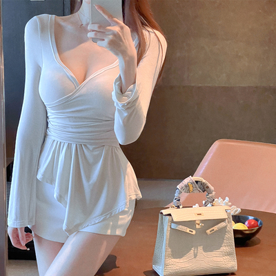 Winema晓雪 人手一件 燕麦色/白色/黑色 韩女防晒衫收腰显瘦上衣