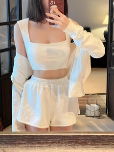 同款 美国小众 经典 8.11 上衣白色U型领口无袖 bella 款 背心 遮副乳