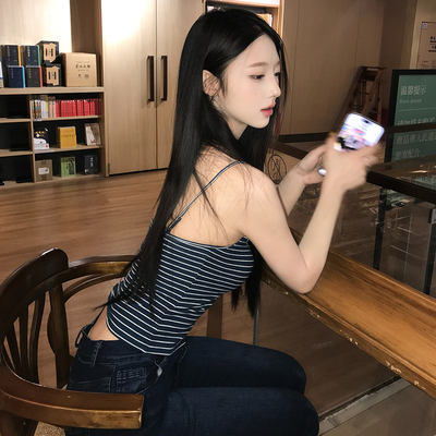 Winema晓雪 fr@m好版型牛仔裤 推荐 神裤+条纹吊带气质套装女夏季