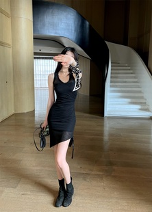 暗黑系列 连衣裙 透视 针织 剪裁很da牌穿反感裙子 带抹胸 6.15