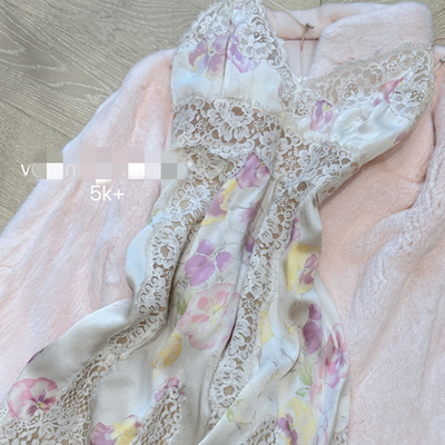 Winema晓雪 va1enti* vintage 兰花蕾丝连衣裙 5k+性感吊带裙女夏