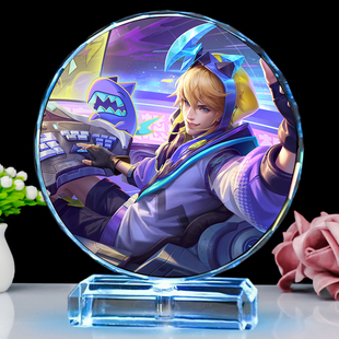王者荣耀手办发光水晶摆件狂铁战车战鼓燎原生日礼物李信典韦夜灯