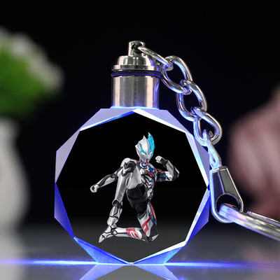 布莱泽奥特曼动漫发光水晶钥匙扣书包挂件儿童项链定制生日礼物女