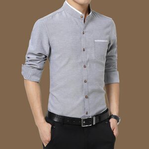 官方正品新款男士衬衫春秋季男装中青年商务上班衣服休闲纯棉衬衣