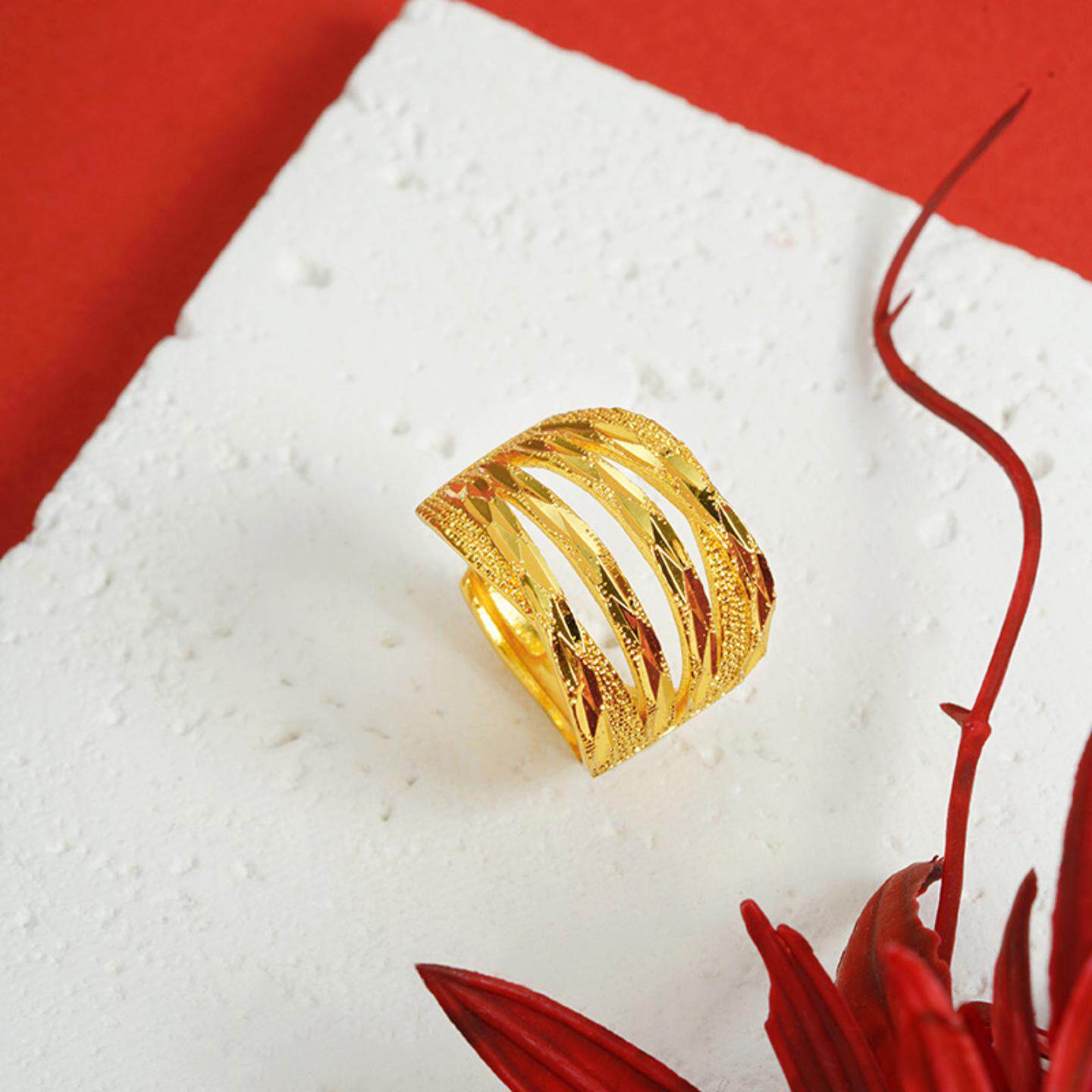 东南亚热销首饰品戒指开口男女款铜合金仿真久不掉色越南沙金