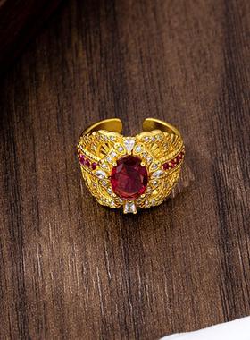 越南沙金仿鸽子蛋戒指女奢饰品