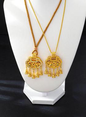 越南沙金镂空花丝项链女