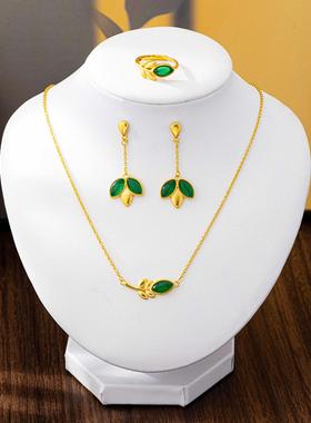 复古仿金叶子项链女套饰