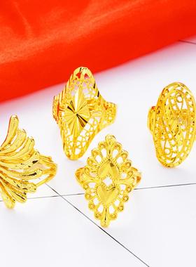 越南金开口戒指女仿黄金花戒