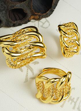 东南亚热销麻花开口戒指铜合金