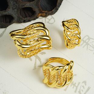 东南亚热销首饰品戒指开口麻花男女款铜合金久不掉色越南沙金