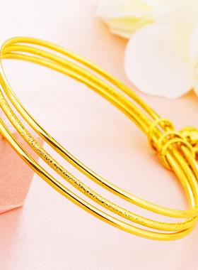 韩版新款越南沙金铃铛三环手镯 镀金三生三世十里桃花女士手环