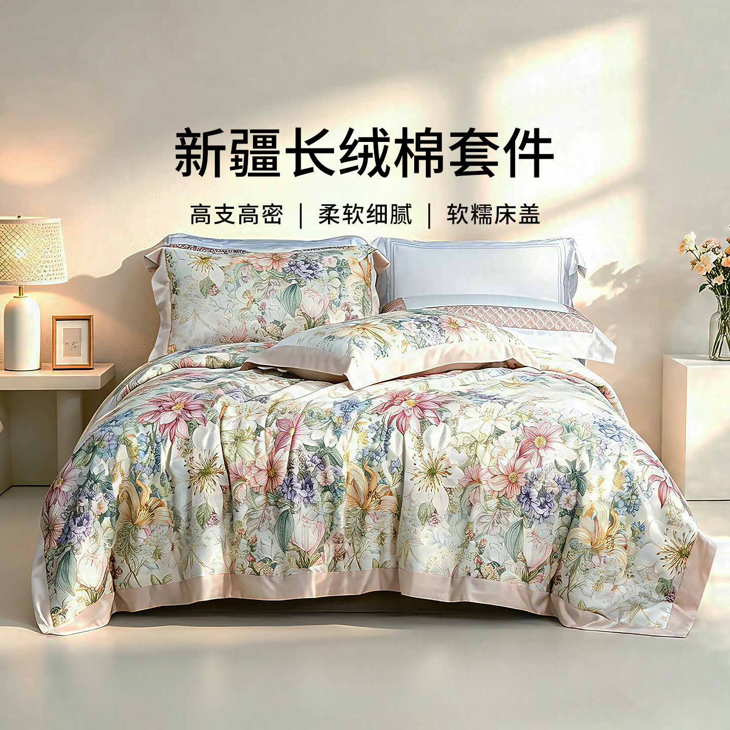 黛富妮四季床盖纯棉四件套专柜款图片