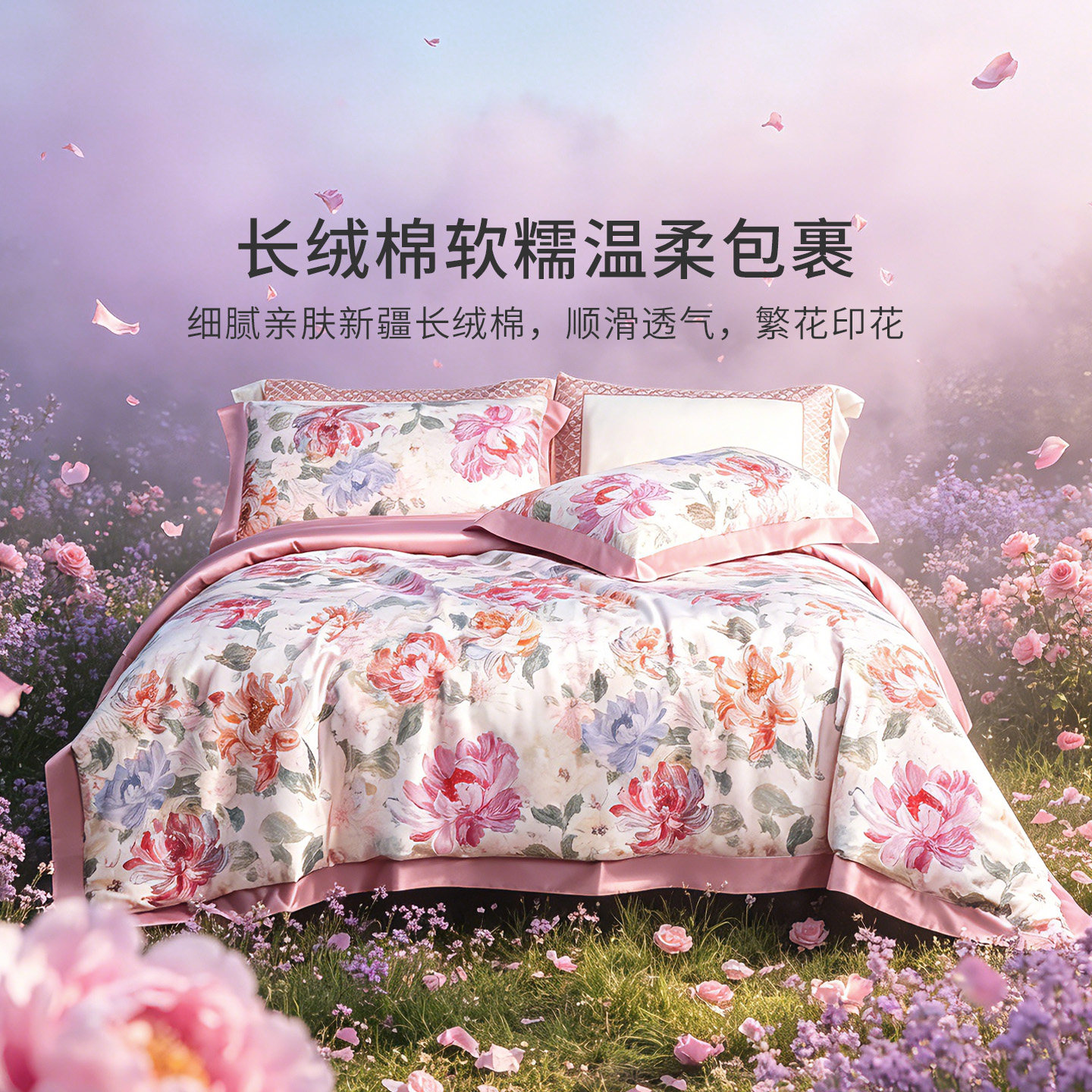 黛富妮新疆长绒棉床盖款四件套图片
