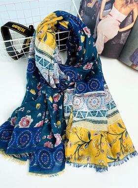 春秋流苏百搭女印花围巾
