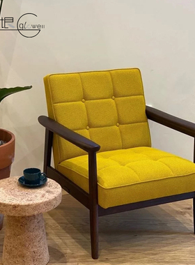 日本karimoku原装进口小户型单人沙发订制复古实木卧室KCHAIR