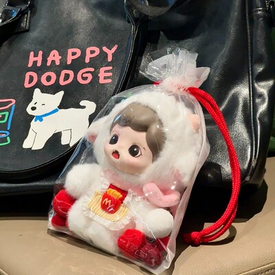 拉布布挂件毛绒公仔布搪胶高透版锦囊搪胶保护套棉花娃娃遛娃痛包