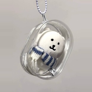 自嘲熊收纳痛包高透明可包挂防灰尘毛绒玩偶外出遛娃娃用包13cm