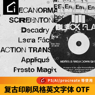 复古文艺术打字机印刷风格铅字感ai/procreate英文PS电脑字体下载