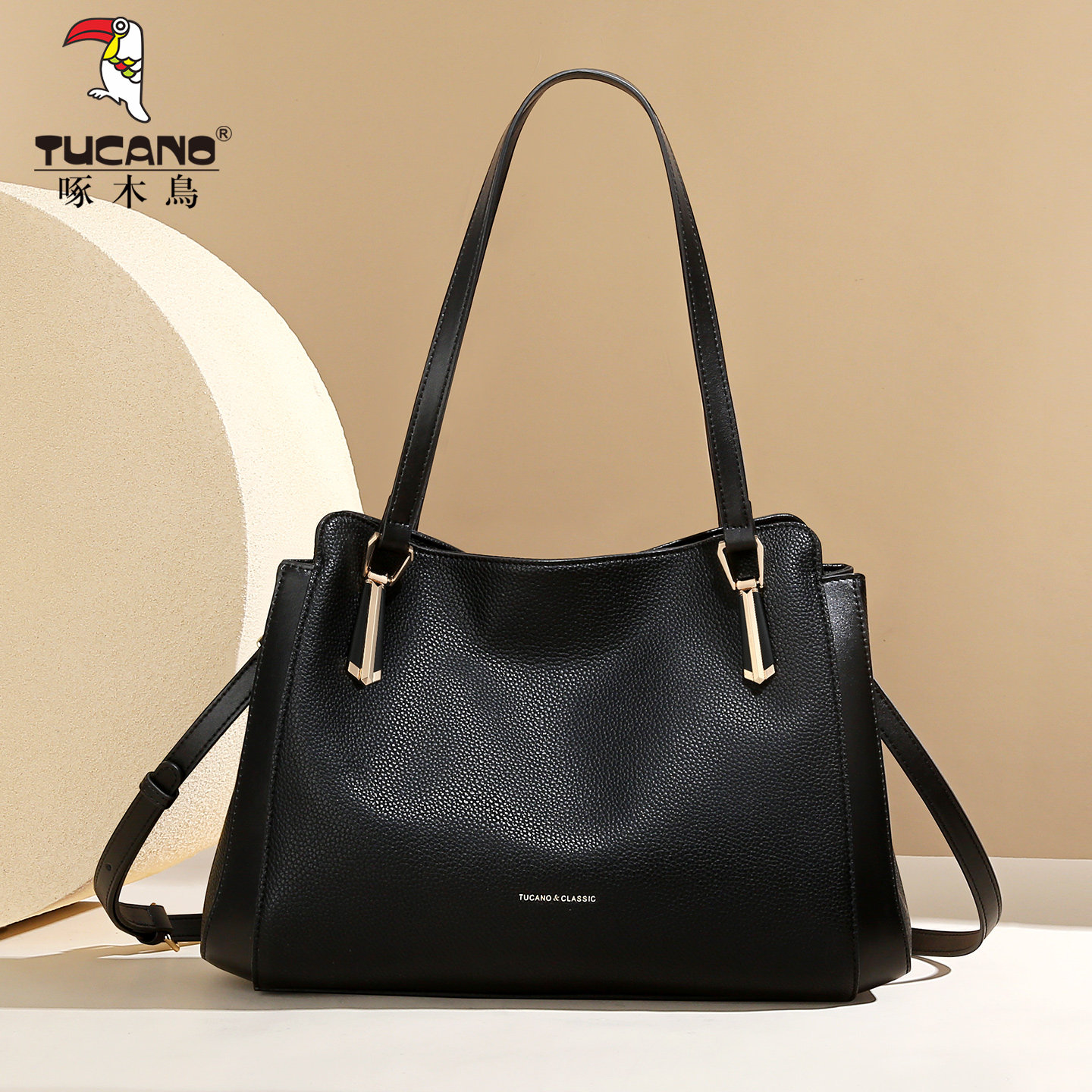 啄木鸟真皮女包2025新款通勤托特包单肩水桶大气送妈妈手提包斜挎
