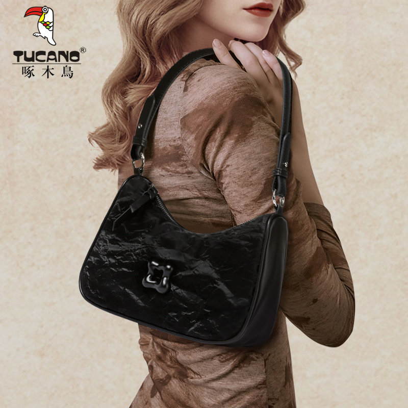 啄木鸟女包2025新款秋冬轻奢小众时尚复古腋下包高级感单肩斜挎包