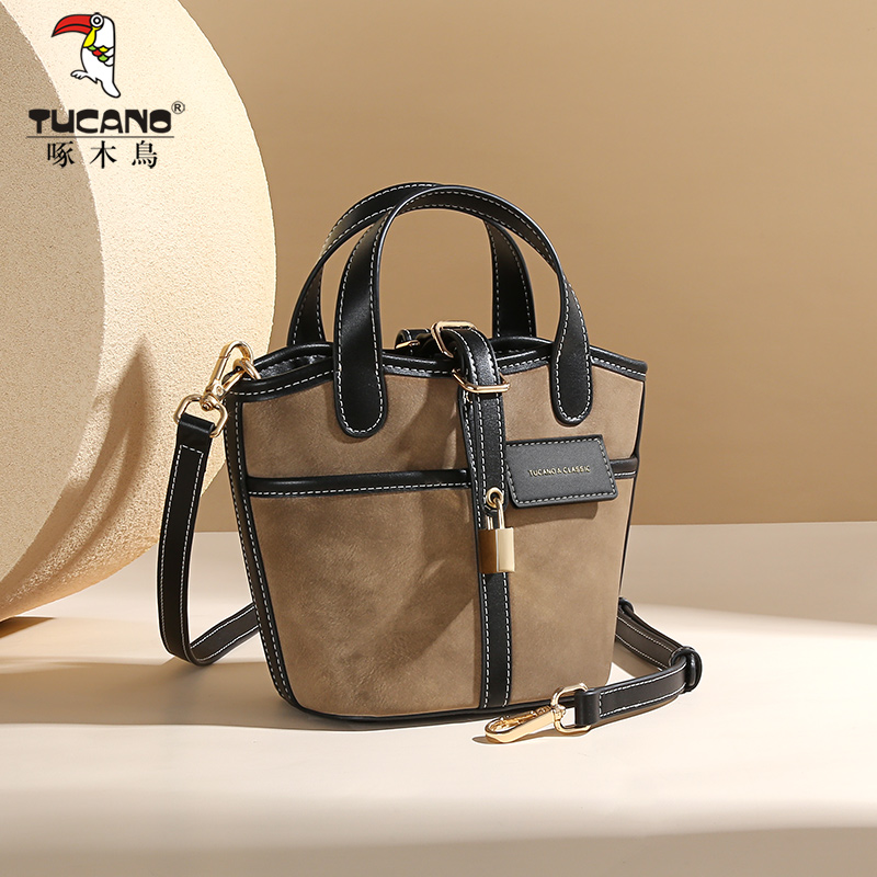 啄木鸟包包女2025新款时尚撞色轻奢小众手拎包手提单肩斜挎包百搭