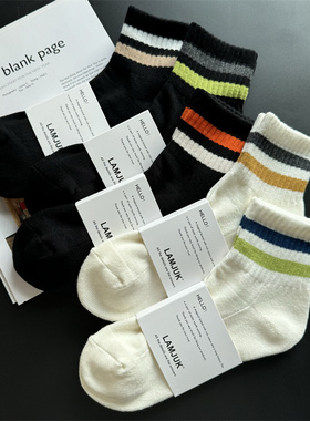 袜子男士中筒袜秋冬季毛巾底纯棉透气运动袜男生白色短袜女袜防臭