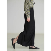 大码 通勤风黑色西装 半身裙女胖妹妹高腰显瘦mm宽松后开叉直筒长裙