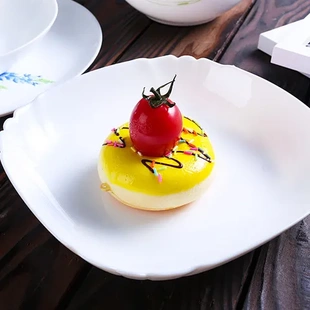 乐美雅纯白色家用早餐盘玻璃盘子鱼盘西餐盘吃饭碗菜碟盘简约汤碗