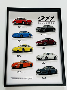 车迷收藏桌面摆件送男友 992立体浮雕 保时捷911进化车型相框 901
