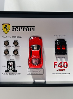 Ferrar法拉超跑F40车迷装饰相框送男友礼物车迷收藏相框