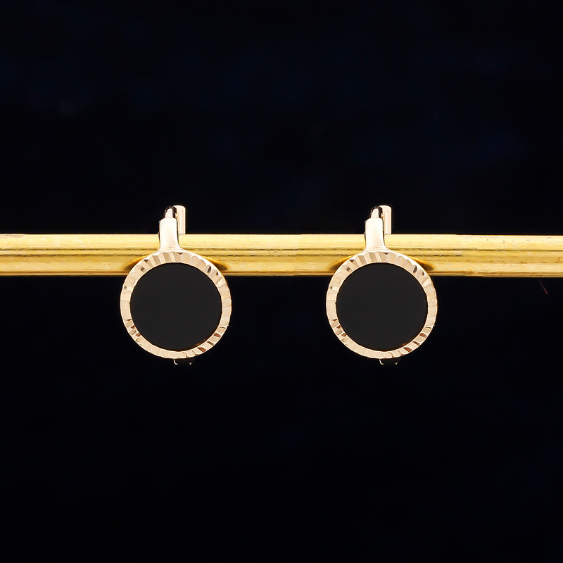 GeunYeon瑾妍纯14k黄金耳环女简约个性刻花黑玛瑙圆耳饰耳扣礼物|ruв категории ювелирные изделия/алмаз/жадеит/золото, драгоценности Kim, серьга - от Buy2taobao.com для оказания профессиональной услуги покупки агента Taobao