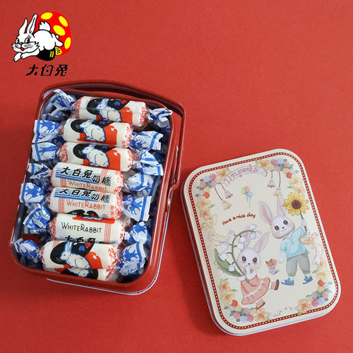 冠生园大白兔奶糖120克，铁盒装