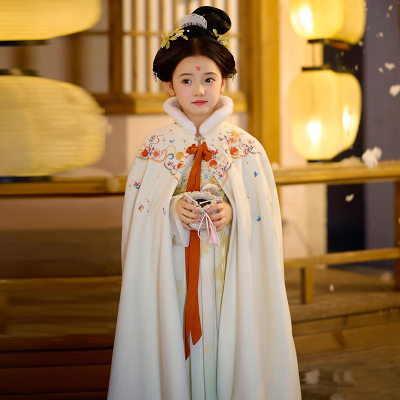 加绒加厚冬季女童外出披风斗篷