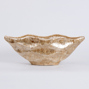 贝壳波浪纹船形花盆办公室桌面摆件前台插花瓶客厅酒店装 饰品509