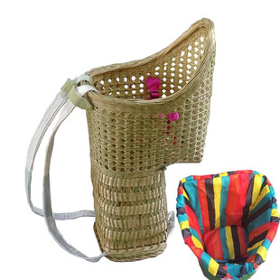 包邮竹编背篓背篼娃娃婴儿童宝宝小孩背娃背筐背椅背带椅四季通用