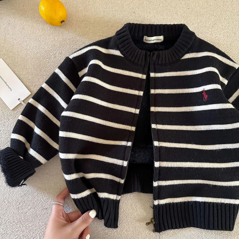 跨境儿童a类加绒毛衣2025冬男童