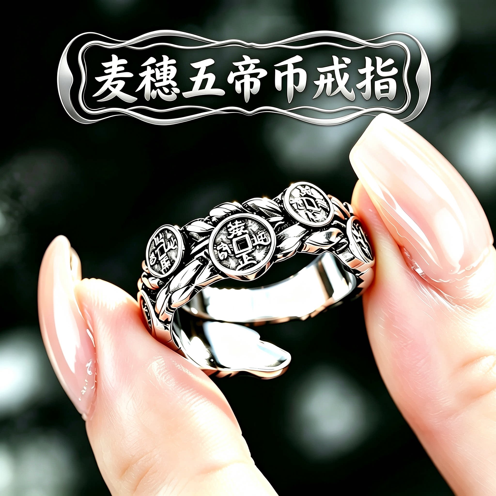 轻奢高级感五帝币戒指