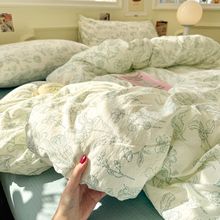 A类双层纱布床上用品四件套纯棉全棉被套床单被罩床笠宿舍三件套4