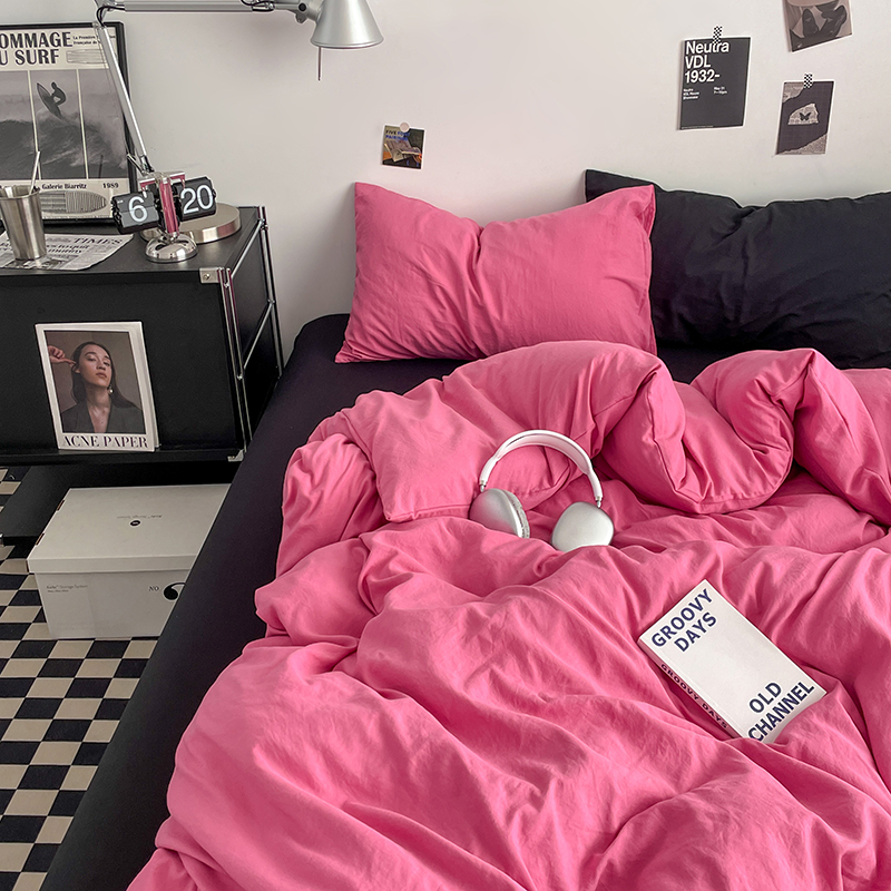 ins床单四件套纯棉全棉床品磨毛大学生宿舍床上三件套枕被套床笠4