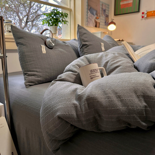 简约纯色四件套纯棉全棉床上用品床单被套被罩床笠学生宿舍三件套