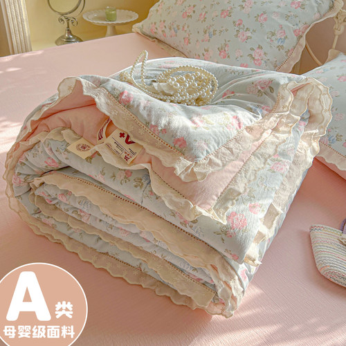 a类纯棉夏凉被全棉可机洗空调被床盖四件套凉被单人夏季薄款被子2